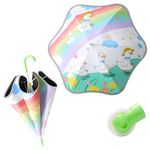 Koochie-Koo Rainbow Theme Stick Umbrella for Girls Boys Kids - Reflective Border, Colorful Design, Safe & Fun Kids Umbrella for 3 to 11 Year Olds, Lightweight Durable, Easy to Use, Non-Slip Handle