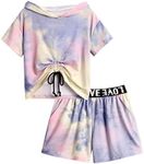 Arshiner Girls Clothing Sets Tie-dye Tshirts with Shorts Sets Kids Summer Casual Short Tracksuits Fashion Two Piece Outfit for Girls 13-14 years