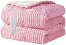 Texciting Heated Blanket Electric Blanket Throw 50”X60”-Heating Throw with 5 Heat Settings-3 Hours Auto Off,ETL Certified,Machine Washable (Pink)