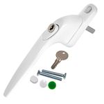 UPVC Universal Espag Window Handle - Key Locking For Double Glazing - White