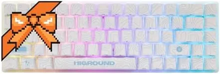 Higround Basecamp 65% Mechanical USB Wired Gaming Keyboards, Programable RGB, Transparent/Translucent, Hot-Swappable, Deep Thock Creamy Sounding PC Keyboard (SKYSTONE - White Flame Switch)