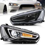 VLAND LED Headlights Compatible with Mitsubishi Lancer& EVO X 2008-2020 Front light with Sequential, Projector Headlamp