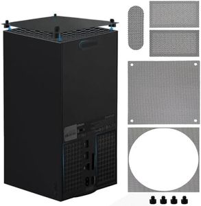 Chanvoo Dust Filter Compatible with Xbox Series X, Accessory Set with 4 Silicone Plugs & 4 PVC Meshes - High-Density Breathable Metal Mesh Top Protection (Black)