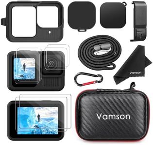 Vamson Silicone Sleeve Case for GoPro Hero 13 Black,Storage Case & Battery Side Cover&Screen Protectors& Lens Caps&Lanyard for Go Pro Hero 13 Black Accessories Kit - Black