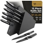 DALSTRONG Knife Block Set - 12-Piece - Shadow Black Series - Black Titanium Nitride Coated - High Carbon - 7CR17MOV-X Vacuum Treated Steel - Premium Kitchen Knife Set - NSF Certified