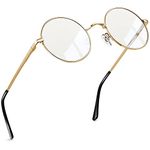 Joopin Blue Light Blocking Glasses for Women Men, Retro Round Clear Lens with Anti Eye strain UV Glare Glasses for Computer Gaming TV（Gold）