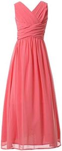 Happy Rose Flower Girl's Dress Party Dresses Juniors Long Bridesmaid Dress Coral 16