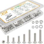 VGBUY 351Pcs Machine Screws Nuts and Bolts Assortment Kit, # 6-32# 8-32# 10-24 Phillips Pan Head Assorted 304 Stainless Steel Bolts Nuts Flat Washers Bolts with Case