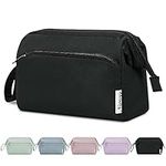 Narwey Large Makeup Bag Wide-Open Zipper Pouch Travel Toiletry Bag Cosmetic Organizer for Women (Black)