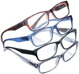 Collections Etc Classic Plastic Framed Reading Glasses - Comes with Black, Brown, Blue, and Gray - Set of 4, Multicolored, 2.00X