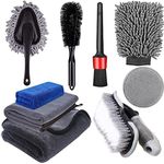 9Pcs Car Wash Kit Universal Cleaning Tools Car Detailing Brush Auto Microfiber Cleaner Towel Extendable Handle Cleaning Brushes Rim Cleaner Vehicle Wash Brush for Cleaning Wheels Dashboard Air Vents