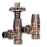 Bentley Gothic Traditional Thermostatic Radiator Valves Antique Copper TRV + LS