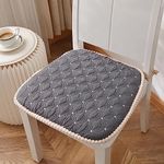 Chair Pads for Dining Chairs with Ties, Chair Cushions for Dining Chairs 6 Pack, Seat Cushions for Kitchen Chairs U Shaped, Washable Seat Pads with Detachable Cover Grey