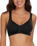WOWENY Non Wired Bras for Women Seamless Push Up Bra Wireless Womens BrasPlus Size Sleep Bras Comfort Support Bras Soft for Everyday,Black,XL