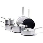 OXO Mira Tri-ply Stainless Steel, 10 Piece Cookware Pots and Pans Set, Skillets, Saute, Saucepans, Lids,Incl Ceramic Nonstick Frying Pan,Induction,Multi Clad,Metal Utensil Safe,Dishwasher & Oven Safe