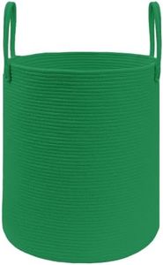 JMvicyroam Large Woven Laundry Basket Hamper,100L Cotton Rope Storage Bin for Blankets,Toys and Clothes,Decorative Tall Nursery Hamper for Living Room,Baby Nursery,Bathroom and Bedroom,Dark Green