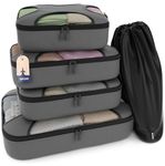 Shacke Pak - 5 Set Packing Cubes - Travel Organizers with Laundry Bag, Dark Grey, Variety