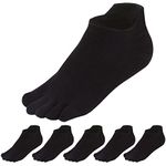 Toe Socks No Show Five Finger Socks Running Toe Socks for Men Women 6 Pack Black