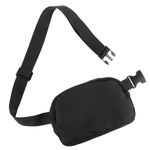 Black Belt Bag, Mini Waterproof Fanny Pack with Adjustable Strap, Lightweight Crossbody Bags for Traveling, Hiking, Jogging, Cycling