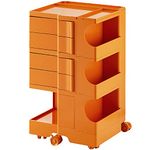 Multipurpose Utility Storage Cart - Industrial Storage with Wheels and Slide Out Drawers - Professional Trolley Cart - Portable Caddy for Salon Supplies, Kitchen Needs, Medical Tools - Tropical Orange