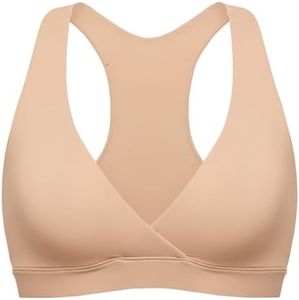 MOMANDA Inbarely Nursing Bras for Women No Underwire Racerback Seamless Maternity Bralette Plunge Sleep Breastfeeding Bra Warm Beige Medium