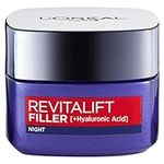 L’Oréal Paris Revitalift Filler Replumping Anti-Ageing Night Cream, Smooth Wrinkles, Moisturise, and Replumps Skin with Micro and Micro-Epidermic Hyaluronic Acid, 50ml