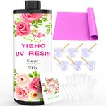 YIEHO 500g UV Resin Kit-Bulk Crystal Clear Hard UV Fast Curing Epoxy Resin Supplies with Mat for Craft Jewelry Making