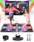 Acelufly Dance Mat for Kids - Electronic Dance Mats for TV with HD Camera, Indoor Non Slip Exercise Fitness Mat with 2 Wireless Controller & Colorful Disco Ball, Gift for Boys, Girls, Adults (Pink)