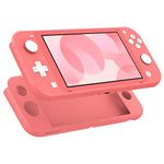 MoKo Protective Case Compatible with Nintendo Switch Lite, Soft Silicone Cover Rubber Anti-Scratch Shockproof Shell Case Accessories for Switch Lite Console and Controller, Coral Pink