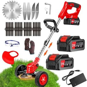 Cordless Weed Wacker Battery Powered Electric 21V 4.0Ah,Weed Wacker Battery Operated Grass Trimmer/Lawn Edger/Mower/Brush Cutter, Weeder Tool for Lawn Garden Pruning/Trimming