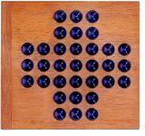 WE Games Marble Solitaire Game Travel Size - 5 inch Square Wooden Board Game with 33 Blue Glass Marbles, Magnetic Closure for Storage, Classic Solitaire Game, Travel Game for Adults