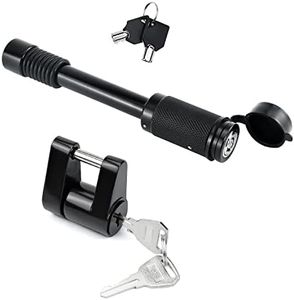 Cenipar Trailer Hitch Lock Receiver Long Hitch Pin 5/8 Inch Diameter 4 Inch Long for Truck Car and Boat Fits Class III, IV, V Hitches Towing Locks, 1/4” Dia Trailer Coupler Lock with 3/4” Inch Span