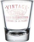 Vintage 2005 Rose Gold Printed 1.75oz 1 Shot Glass - Happy 19TH Birthday Gifts Women Men, Cheers to 19 Years, Turning 19 Woman Decorations Decor, Anniversary Bday Party Favors, Best Gift Ideas 1.0