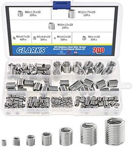 Glarks 200Pcs Wire Inserts Screws Sleeve Assortment Kit, 304 Stainless Steel Metric M3 M4 M5 M6 M8 M10 M12 Wire Thread Inserts Helical Type Coiled Wire Screw Repair Sleeve for Automotive Repairs