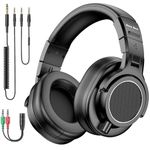 New Bee Wired Over Ear Headphones, Studio Headphones with 50mm Drivers and 6.35mm & 3.5mm Jack, DJ Headphones for Guitar, Monitoring, Recording, Laptop, Phones