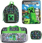 Minecraft Creeper 4-Piece Green Youth Kids Boys Duffle Bag Set