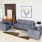 Kuber Industries Sofa Cover | Net Sofa Slipcover Set | 5 Seater Sofa Cover with Arms for Hall | Couch Sofa Cover Set | Sofa Cover for Hall & Living Room D?cor | Plain Leonardo Flower Print | Grey