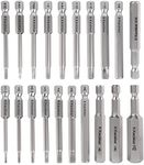 K Kwokker 20 x Allen Key Bit Set Hex Wrench Magnetic Screwdrivers 2.3" Long 1/4" Diameter Quick Release Extension Bit Holder Set for Assembling Furniture (10pc Metric & 10pc SAE）