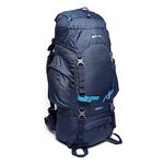 Eurohike Nepal 65 Litre Rucksack with Ventilated Back Panel and Multiple Pockets, Backpack, Travelling Rucksack, Multi-Day Expedition Camping Equipment, Blue, One Size