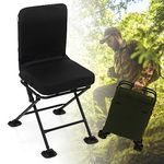 GYMAX Hunting Chair, 360 Degree Swivel Hunting Seat w/Oversized Rotating Duck Feet & Camo Padded Cushion, 330 LBS Waterproof Rustproof Folding Ground Blind Hunting Stool for Outdoors (Black)