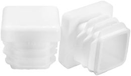 Prescott Plastics 0.75" Inch Square Plastic Plug Insert (50 Pack), White End Cap for Metal Tubing, Fence, Glide Insert for Pipe Post, Chairs and Furniture