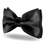 EKIND Men's Pre-tied Bowties Formal Satin Solid with Adjustable Neck Band,Gift Idea For Men And Boys (Black)