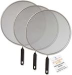 U.S. Kitchen Supply Set of 3 Classic 13" Splatter Screens - Stainless Steel Fine Mesh, Comfort Grip Handles - Use on Boiling Pots Frying Pans - Grease Oil Guard, Safe Cooking Splash Protection Lid