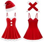 Avidlove Women's Christmas Dress Santa Clause Costume Outfit Flared A Line Casual Swing Dress With Xmas Gloves and Hat Red XXL