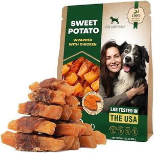 Dog Sweet Potato Wrapped with Chicken & Pet Natural Chew Treats - Grain Free Organic Meat & Human Grade Dried Snacks in Bulk - Best Twists for Training Small & Large Dogs - Made for USA (Sweet Potato)