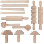 jojofuny Clay Modeling Pattern Rollers Kit, Wooden Clay Roller, Clay Rolling Pin, Embossed Rolling Pin, for Dough, Fondant, Pastry, Cookies, Pie, Cakes, Icing & Clay