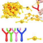 Aisszhao Emoji Slingshot Toy,4 Funny Smiley Slingshots/16 Emoji Bullets for Kids Adults Prank Toys,Emoji Shooting Slingshot Finger Toy Joke Mochi Squishy Toy for Party Bag Fillers Xmas Stocking Gift