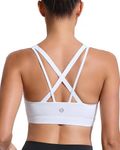 RUNNING GIRL Sports Bras for Women,Criss-Cross Back Padded Strappy Sports Bras Medium Support Workout Bra Push up(WX3049 White L)