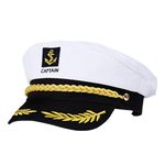 BESTOYARD BESTOYARD Adult Yacht Boat Ship Sailor Captain Costume Hat Cap Navy Marine Admiral (White)