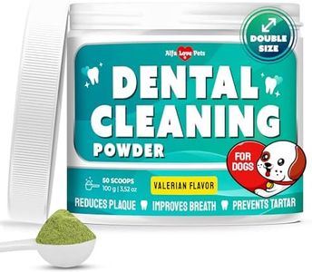 Dog Breath Freshener with Probiotics – Dog Teeth Cleaning Powder for Plaque, Tartar, Foul Odor, Age-Related Gum Changes – Dental Support with Valerian Flavor – 100 Gram Jar + Scoop Included
